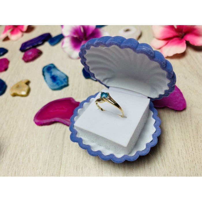 Sky Jewelry Золотое кольцо 10К (417 проба) с Голубой Шпинелью и бриллиантом