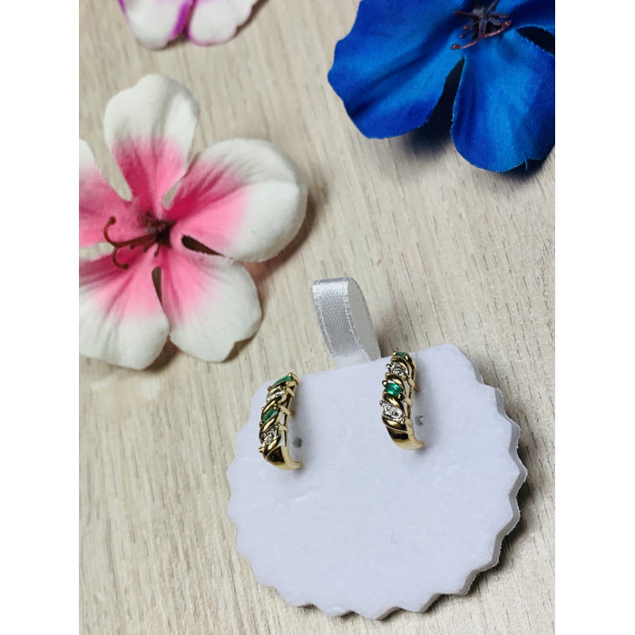 Sky Jewelry Золотые серьги 10К (417 проба ) с изумрудом и бриллиантами