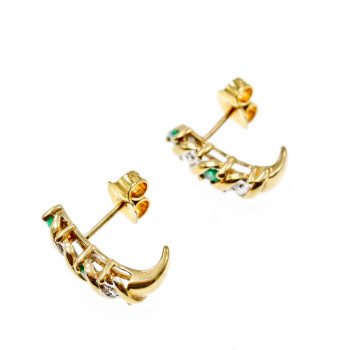 Sky Jewelry Золотые серьги 10К (417 проба ) с изумрудом и бриллиантами