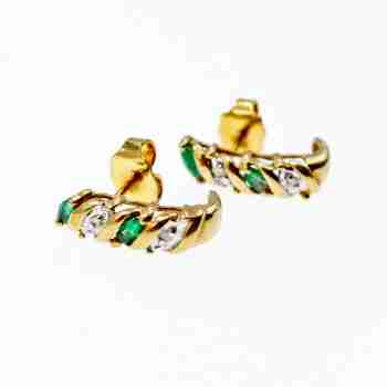 Sky Jewelry Золотые серьги 10К (417 проба ) с изумрудом и бриллиантами