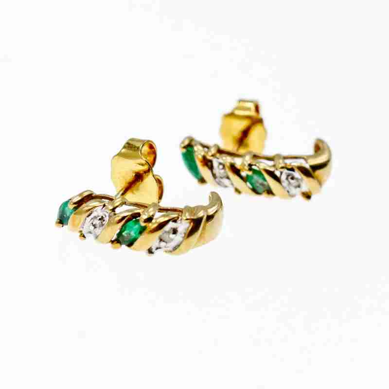 Sky Jewelry Золотые серьги 10К (417 проба ) с изумрудом и бриллиантами