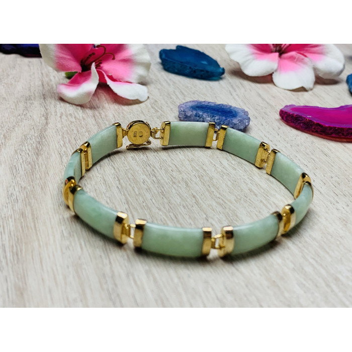 Sky Jewelry Серебряные браслет с позолоте с камнем авантюрин