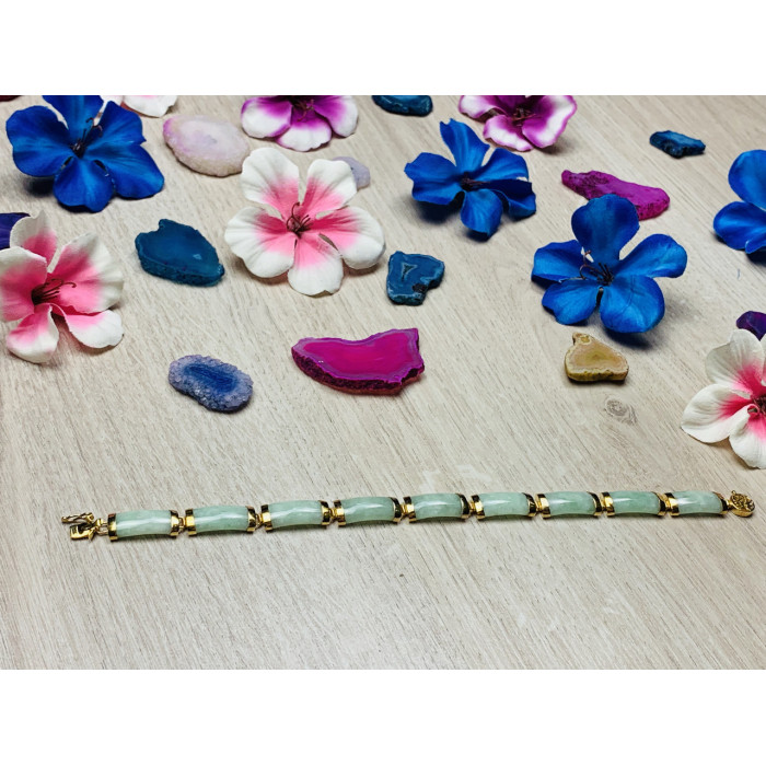 Sky Jewelry Серебряные браслет с позолоте с камнем авантюрин