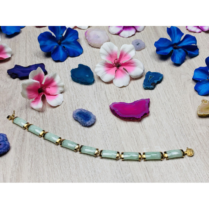 Sky Jewelry Серебряные браслет с позолоте с камнем авантюрин