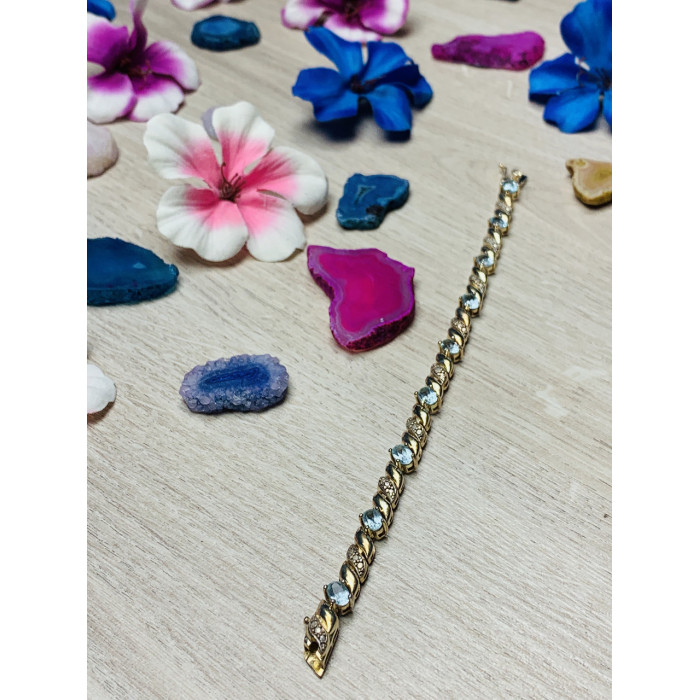 Sky Jewelry Серебряный браслет в позолоте с камнями голубая Шпинель