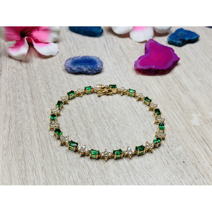 Sky Jewelry Серебряный браслет в позолоте с фианитами