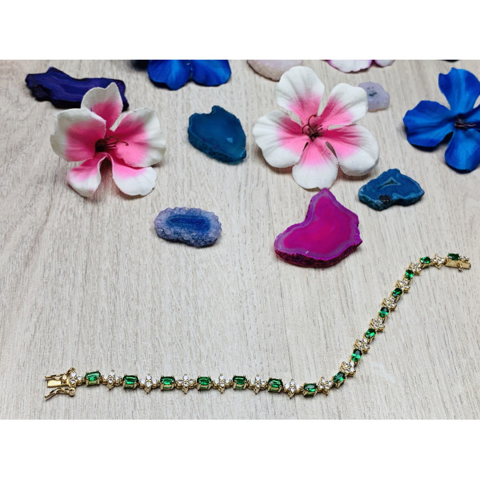 Sky Jewelry Серебряный браслет в позолоте с фианитами