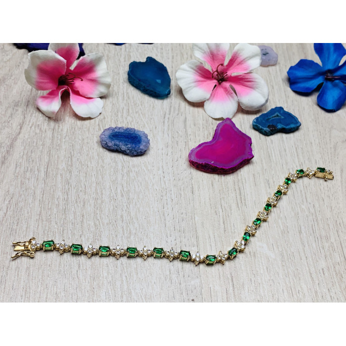 Sky Jewelry Серебряный браслет в позолоте с фианитами