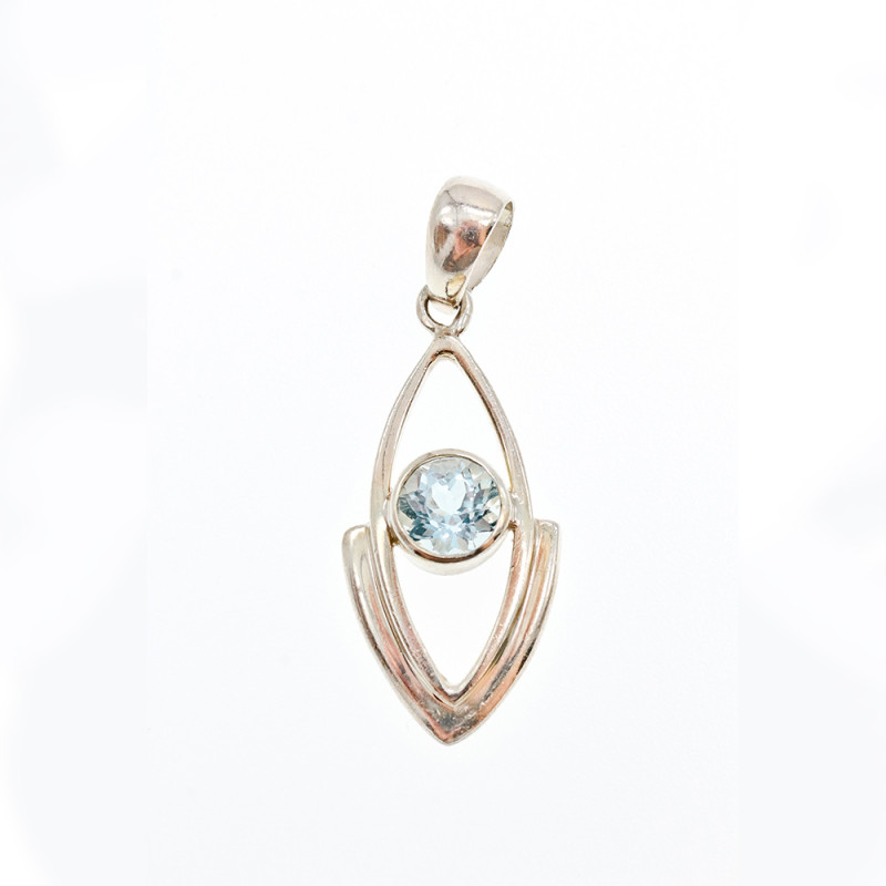 Sky Jewelry Серебряный кулон 925 проба с камнем голубая Шпинель