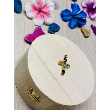 Sky Jewelry Серебряный кулон-крестик  в позолоте с натуральными камнями