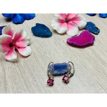 Sky Jewelry Серебряные серьги с камнем розовый Топаз