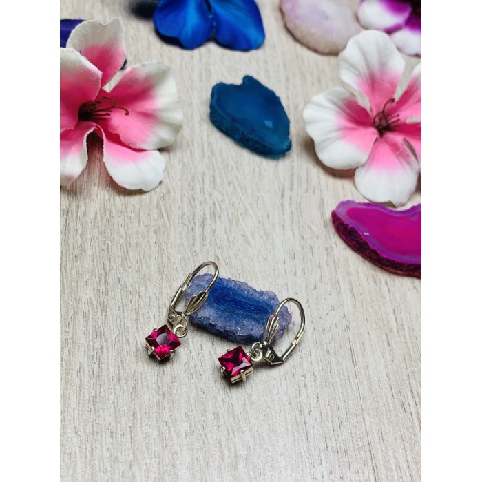Sky Jewelry Серебряные серьги с камнем розовый Топаз