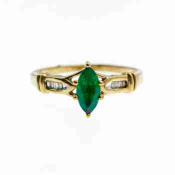 Sky Jewelry Золотое кольцо 10К (417 проба ) с изумрудом