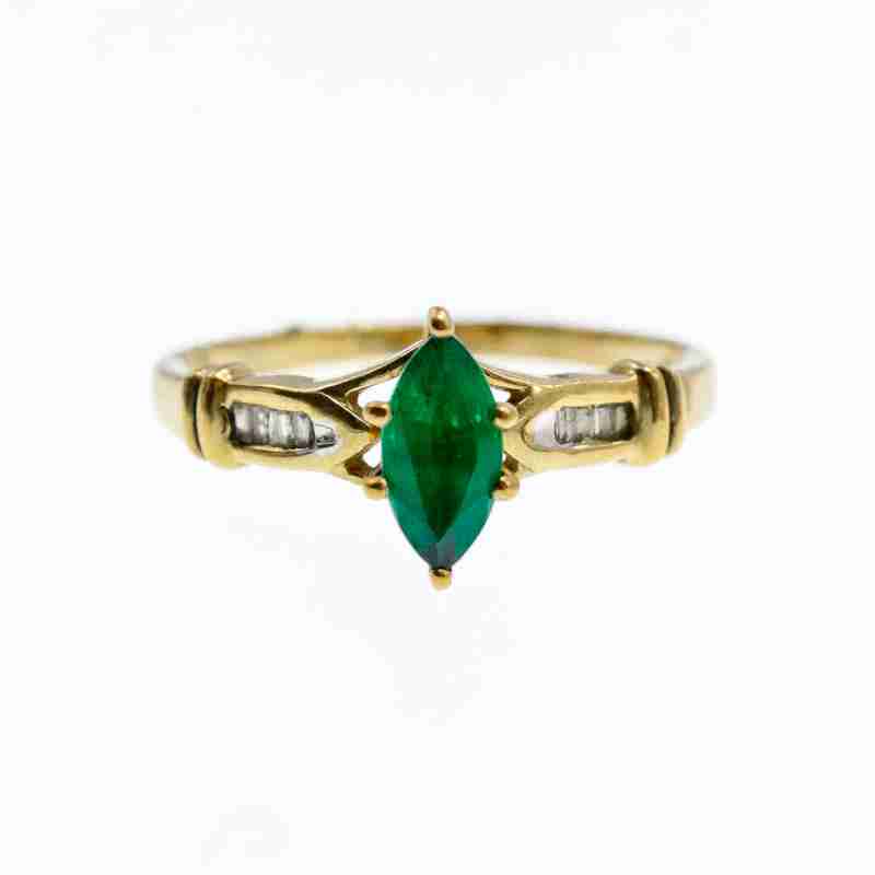 Sky Jewelry Золотое кольцо 10К (417 проба ) с изумрудом