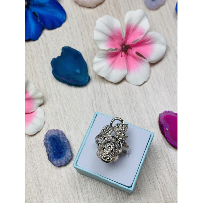 Sky Jewelry Серебряное кольцо с камнями черная Шпинель