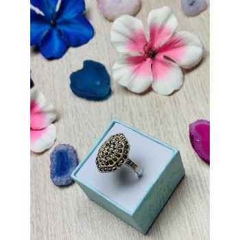 Sky Jewelry Серебряное кольцо с камнями черная Шпинель