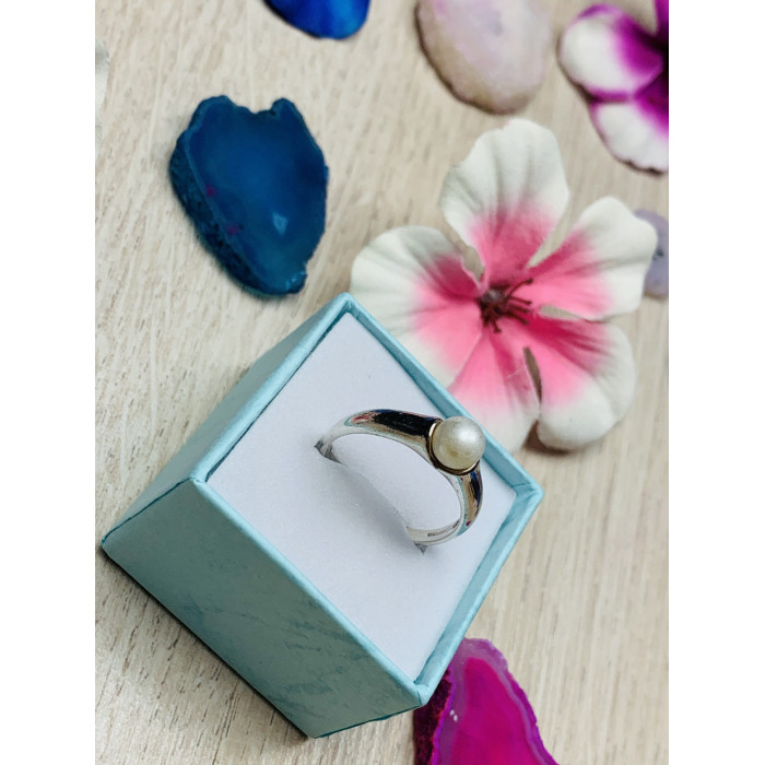 Sky Jewelry Серебряное кольцо с жемчугом 925 проба
