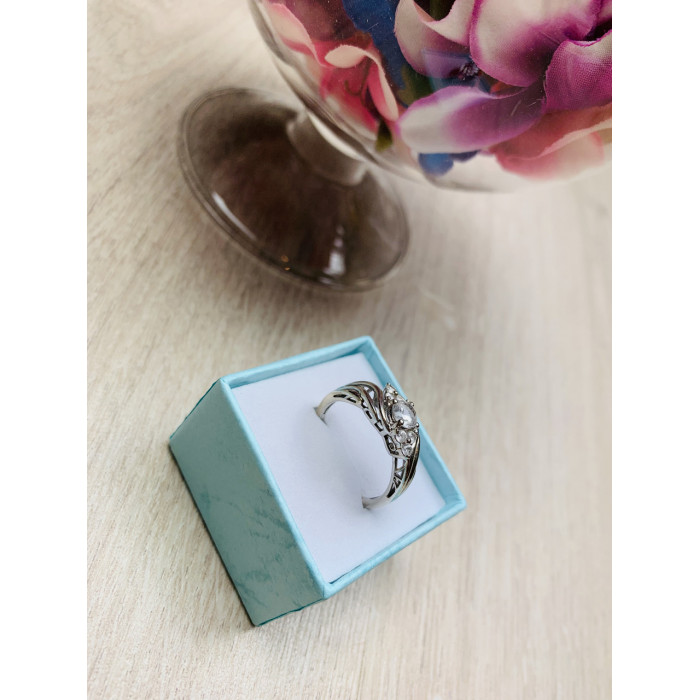 Sky Jewelry Серебряное кольцо с белым топазом 925 проба