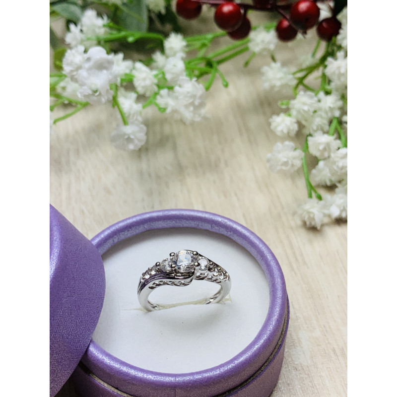 Sky Jewelry Серебряное кольцо с бесцветным сапфиром