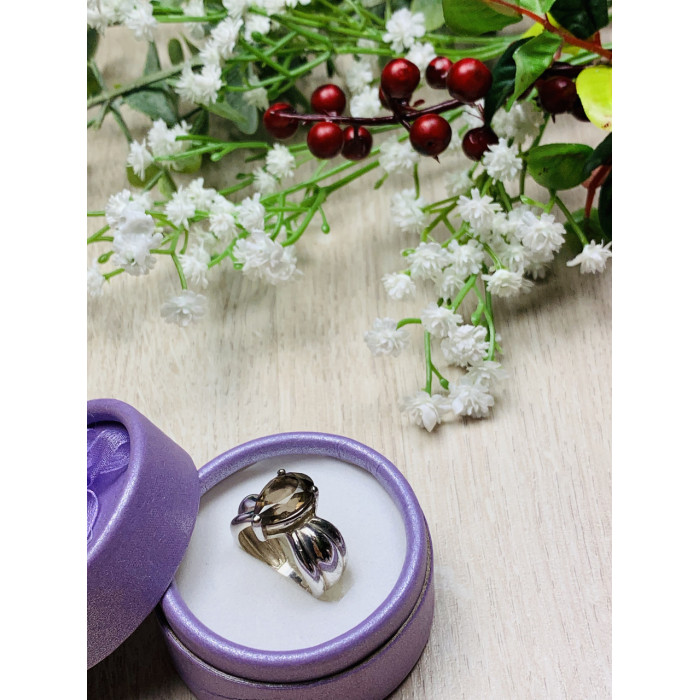 Sky Jewelry Серебряное кольцо с камнем Гессонит