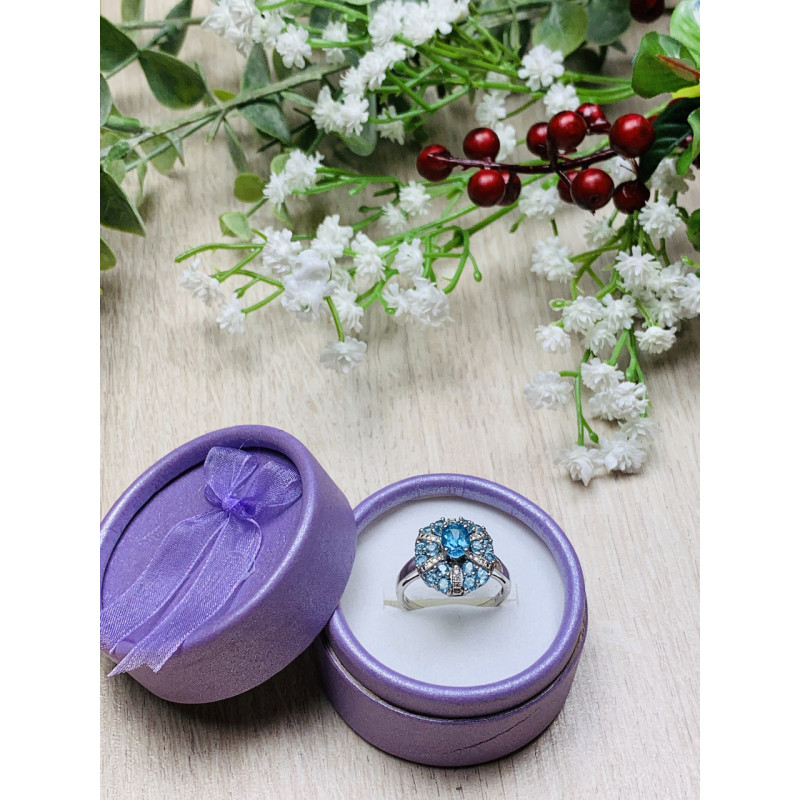 Sky Jewelry Серебряное кольцо с камнями голубая Шпинель