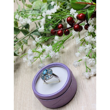 Sky Jewelry Серебряное кольцо с камнями голубая Шпинель