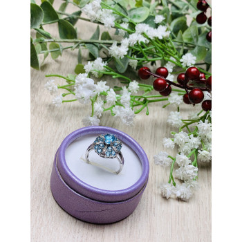 Sky Jewelry Серебряное кольцо с камнями голубая Шпинель