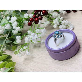 Sky Jewelry Серебряное кольцо с камнями голубая Шпинель