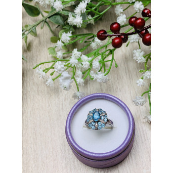 Sky Jewelry Серебряное кольцо с камнями голубая Шпинель