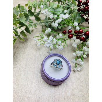 Sky Jewelry Серебряное кольцо с камнями голубая Шпинель