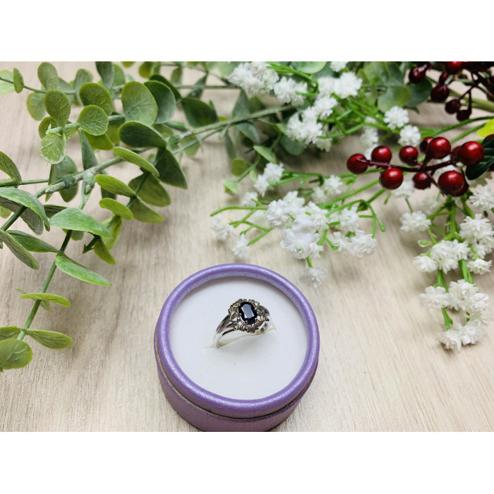 Sky Jewelry Серебряное кольцо 925 проба с черной Шпинелью