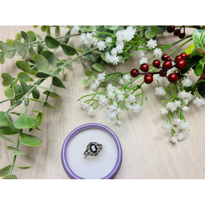 Sky Jewelry Серебряное кольцо 925 проба с черной Шпинелью