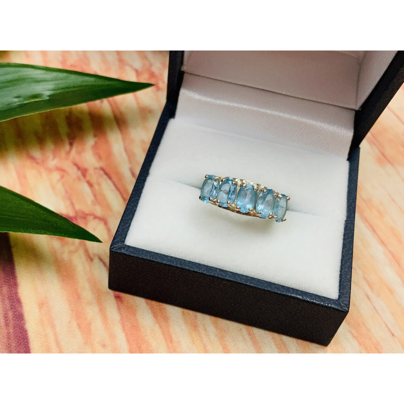 Sky Jewelry Серебряное кольцо с камнями голубая Шпинель