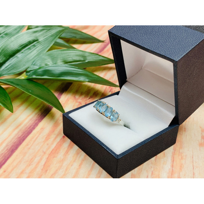 Sky Jewelry Серебряное кольцо с камнями голубая Шпинель