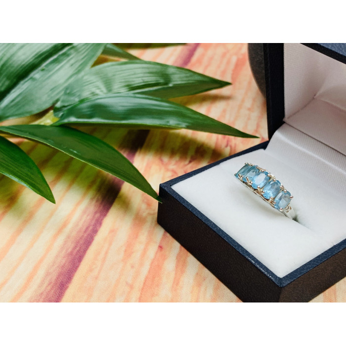 Sky Jewelry Серебряное кольцо с камнями голубая Шпинель