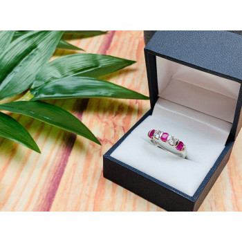 Sky Jewelry Серебряное кольцо с розовыми и бесцветными Топазами