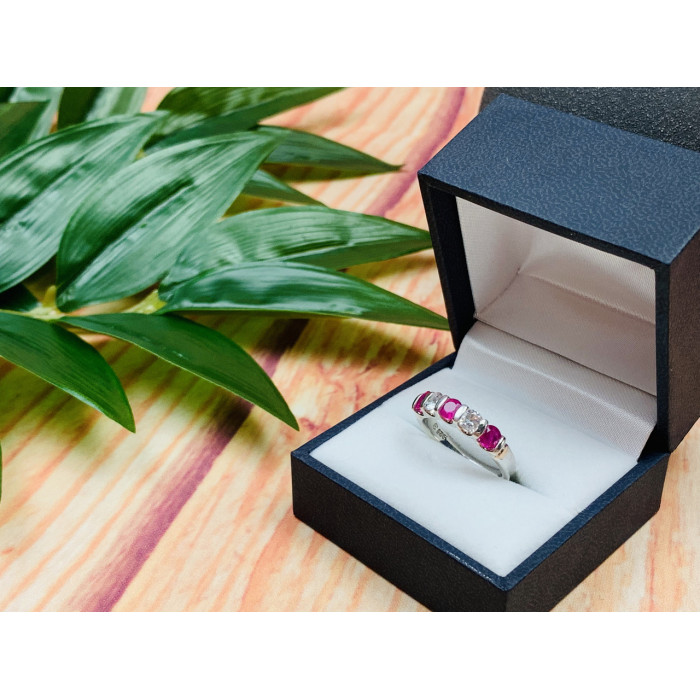 Sky Jewelry Серебряное кольцо с розовыми и бесцветными Топазами