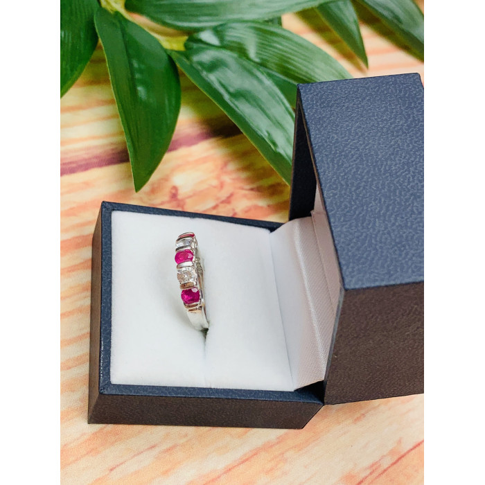 Sky Jewelry Серебряное кольцо с розовыми и бесцветными Топазами