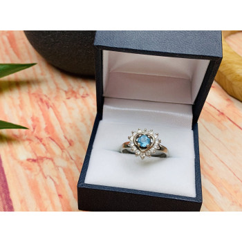 Sky Jewelry Серебряное кольцо с голубой Шпинелью и фианитами