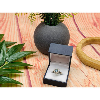 Sky Jewelry Серебряное кольцо с голубой Шпинелью и фианитами