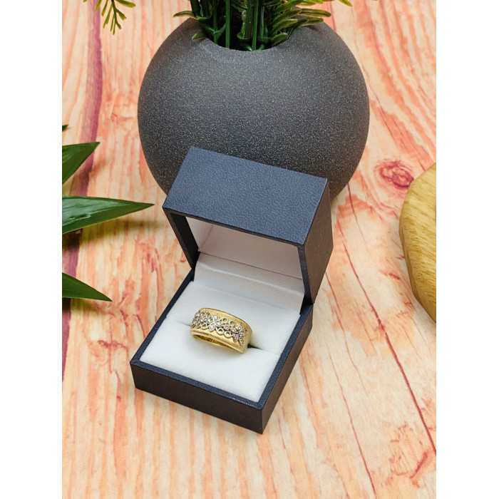 Sky Jewelry Серебряное кольцо в позолоте с фианитами