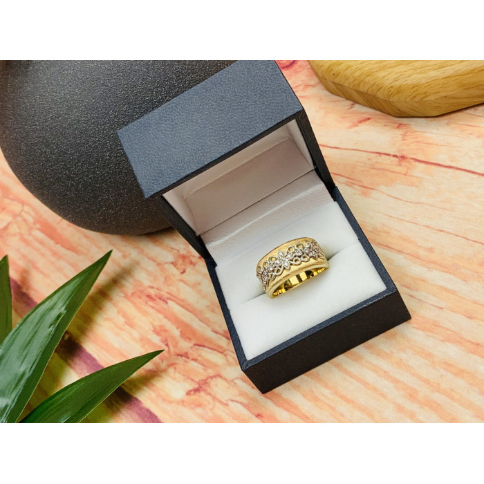 Sky Jewelry Серебряное кольцо в позолоте с фианитами