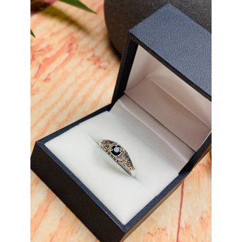 Sky Jewelry Серебряное кольцо с Сапфировой Шпинелью и камнями Белый Сапфир