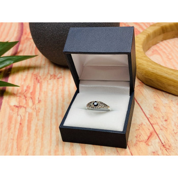 Sky Jewelry Серебряное кольцо с Сапфировой Шпинелью и камнями Белый Сапфир