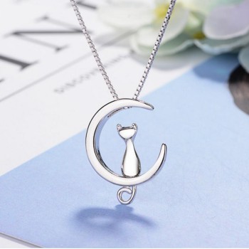 Sky Jewelry Серебряная цепочка с кулоном *Котик на Луне