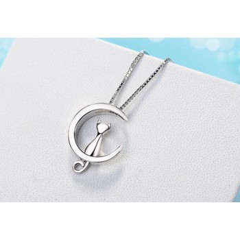 Sky Jewelry Серебряная цепочка с кулоном *Котик на Луне