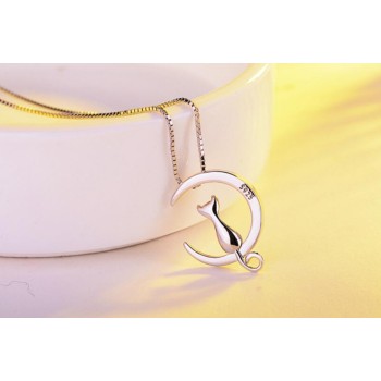 Sky Jewelry Серебряная цепочка с кулоном *Котик на Луне