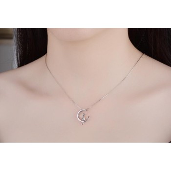 Sky Jewelry Серебряная цепочка с кулоном *Котик на Луне