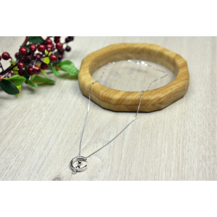 Sky Jewelry Серебряная цепочка с кулоном *Котик на Луне