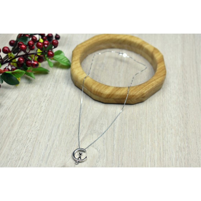 Sky Jewelry Серебряная цепочка с кулоном *Котик на Луне